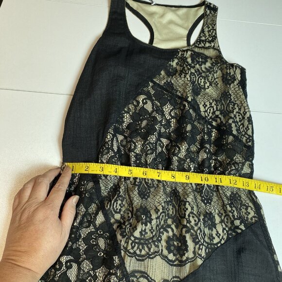 Collective Concepts Womens Dress Black Lace Frayed Hem Metal Zipper Trim Sz S - Picture 7 of 9